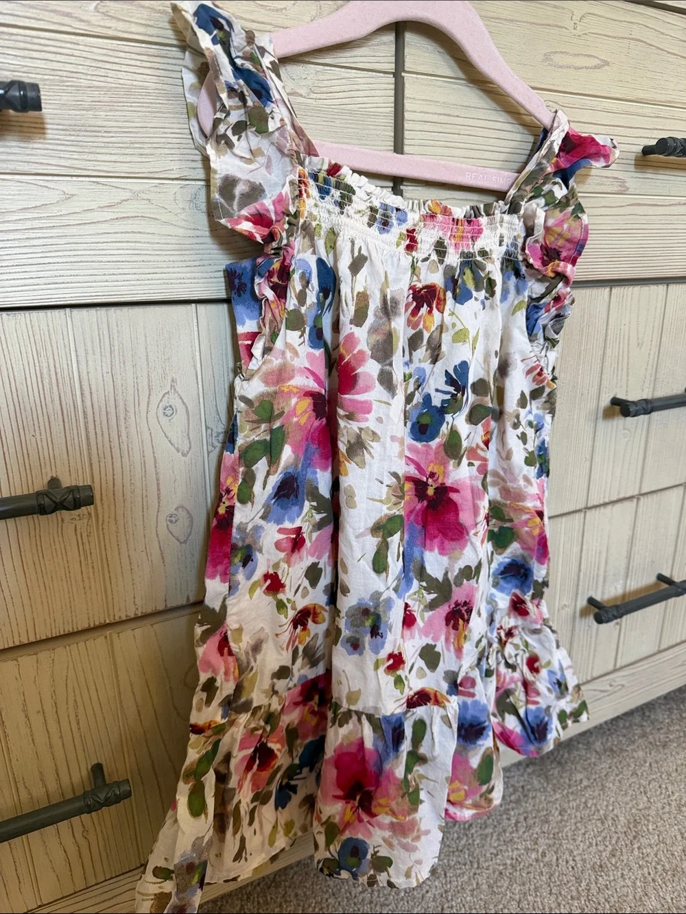 GAP Floral Ruffle Sundress - White with Pink & Blue Flowers- Never Worn